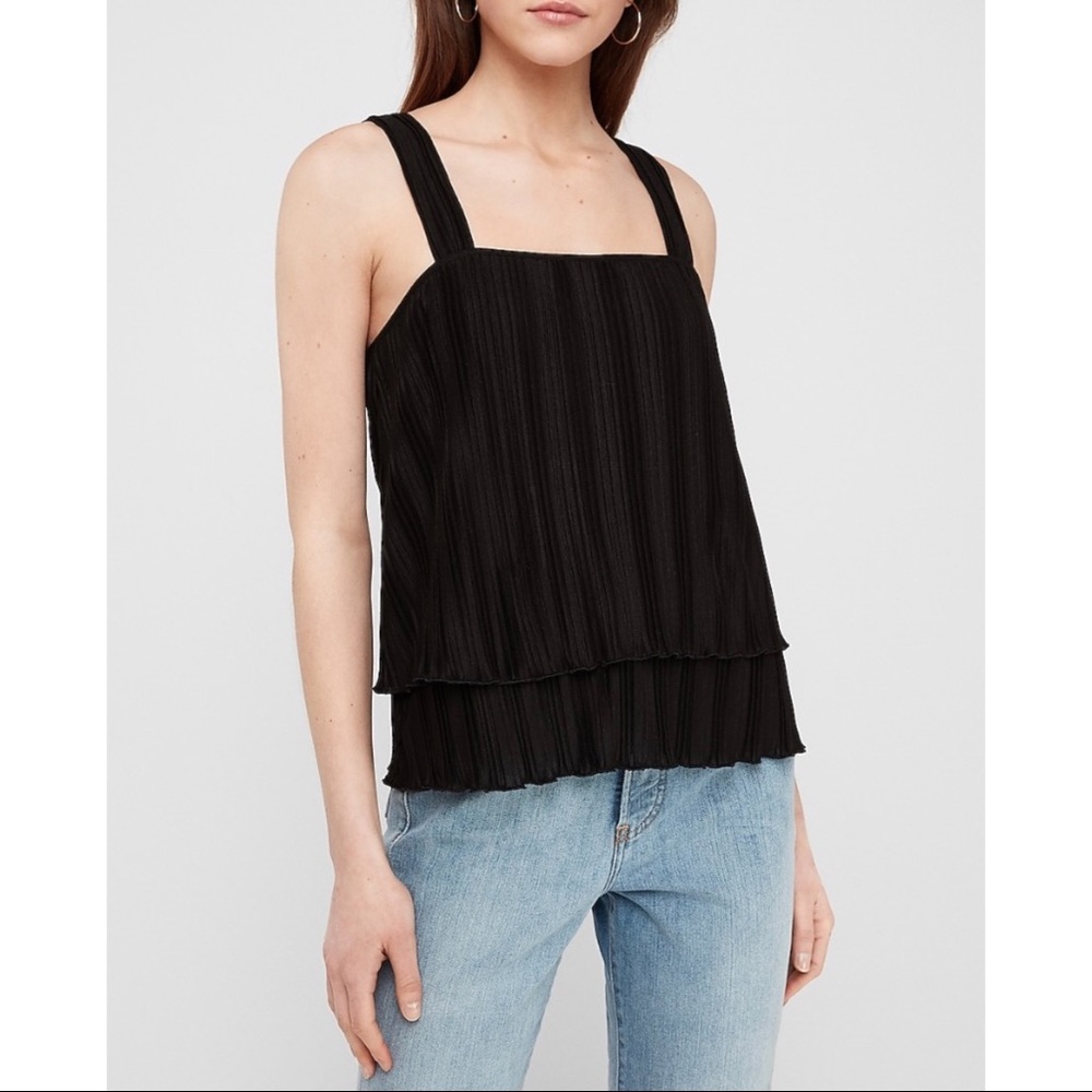 EXPRESS Pleated Layered Square Neck Tank
